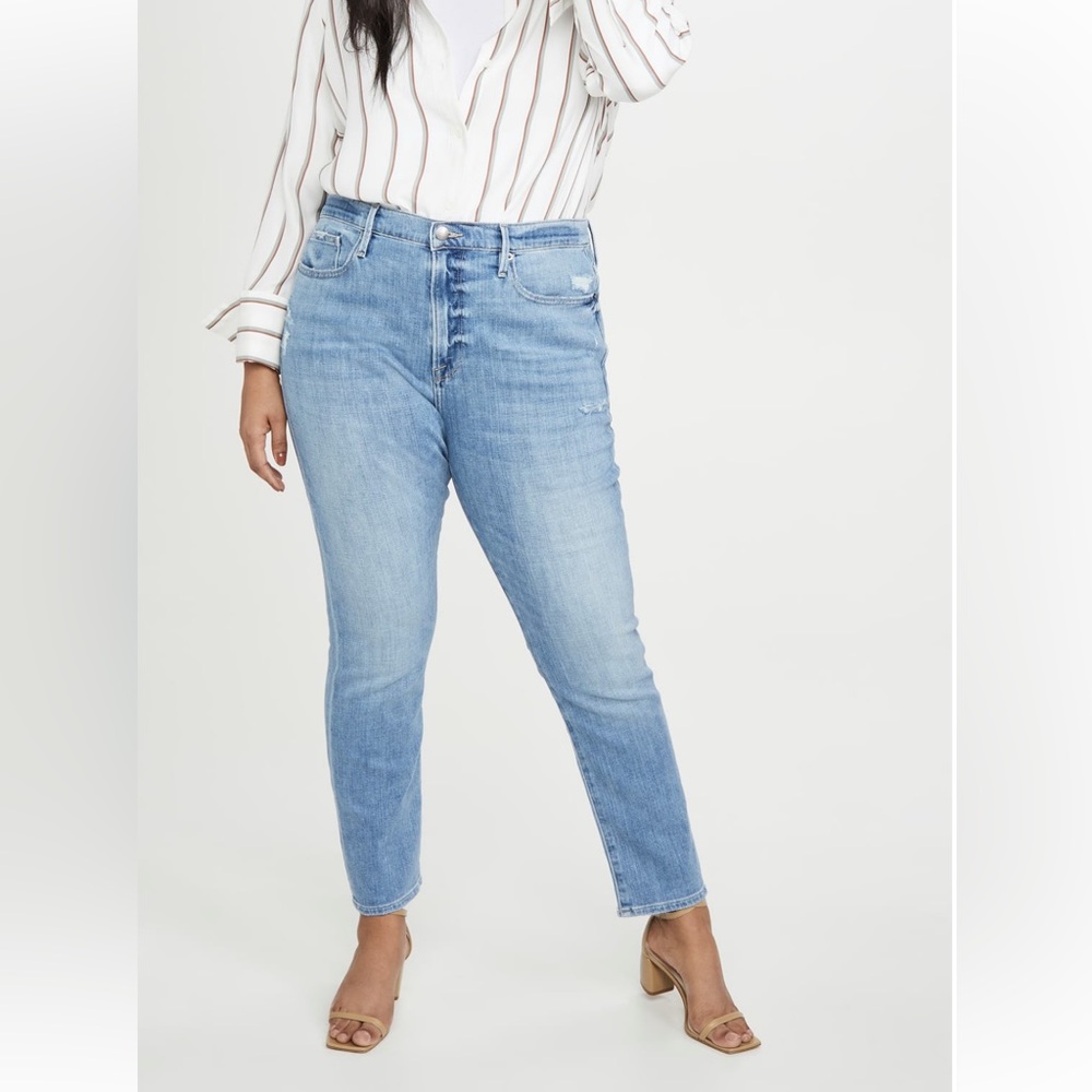 Frame denim Le Beau straight leg jeans in Walden Rock wash. Size 30.